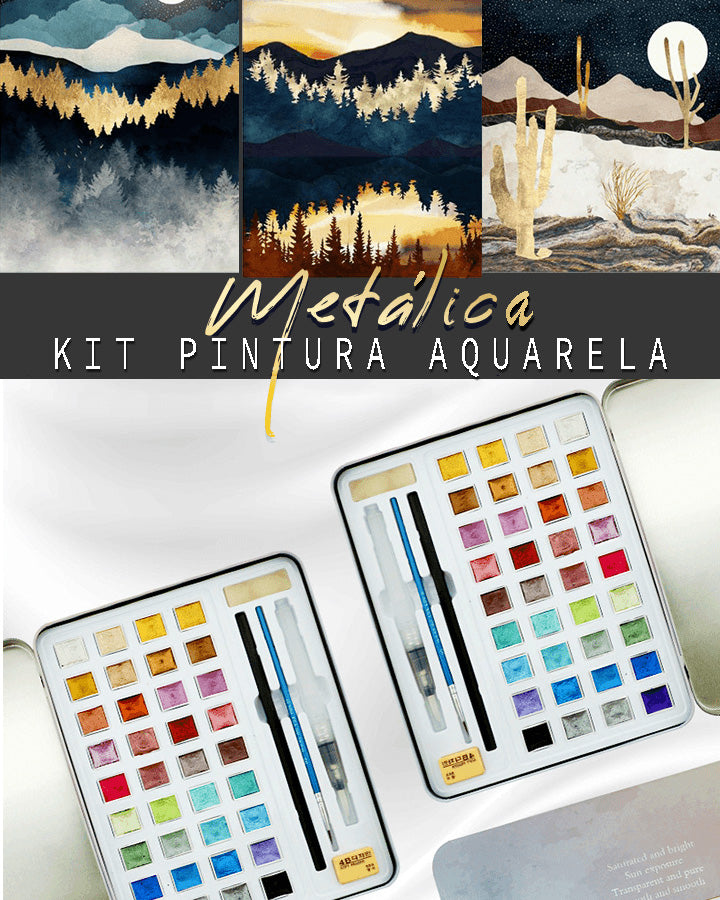 Kit Pintura Aquarela Metálica